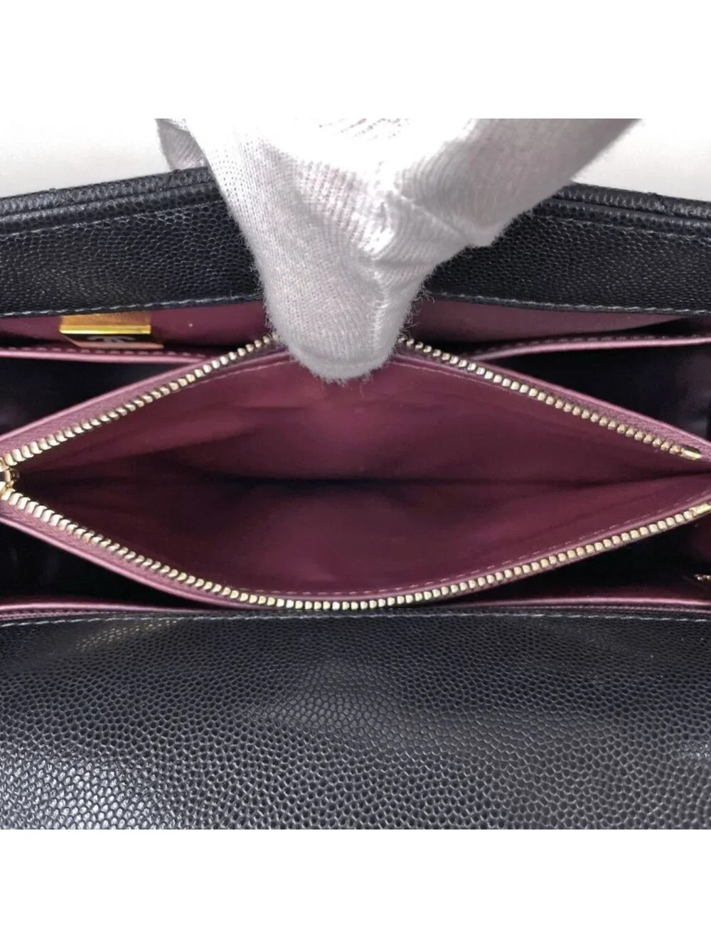 Chanel Large Top Handle Flap Bag Handbag CC Logo Quilted 2-Way Caviar Leather